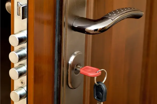key inside high security lock office door